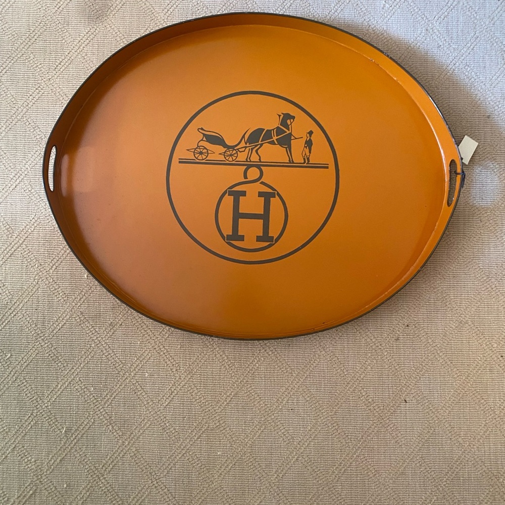 Hermès Orange Oval Tray